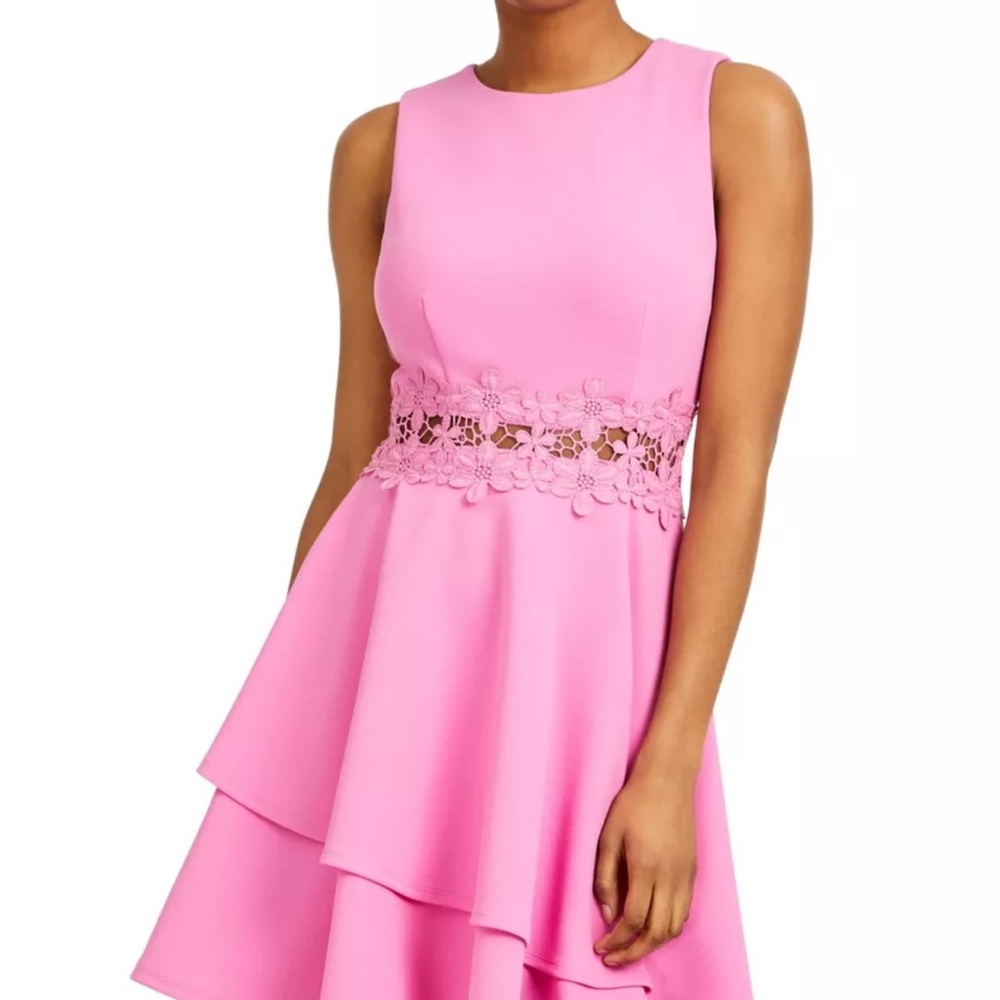 B Darlin Womens Illusion Waist Sleeveless Short Dress Size 11/12 Pink